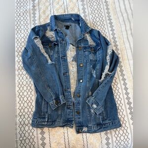 denim distressed ripped jean jacket 🌞